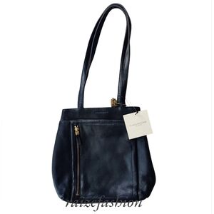 New Vintage Y2K EVAN PICONE Black Genuine Pebbled Leather Zipper Shoulder Bag